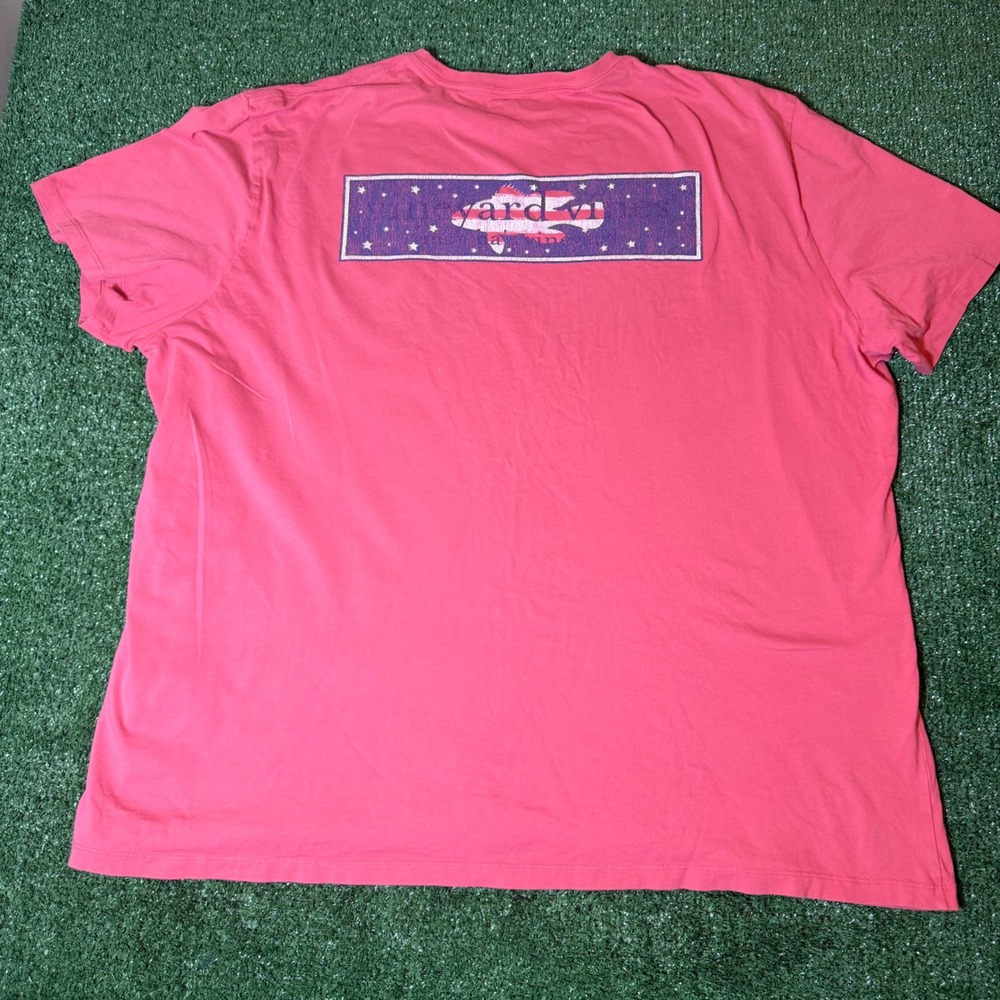Vineyard Vines Mens 3XB Pink American Flag Whale Pocket T-Shirt Cotton Short Slv